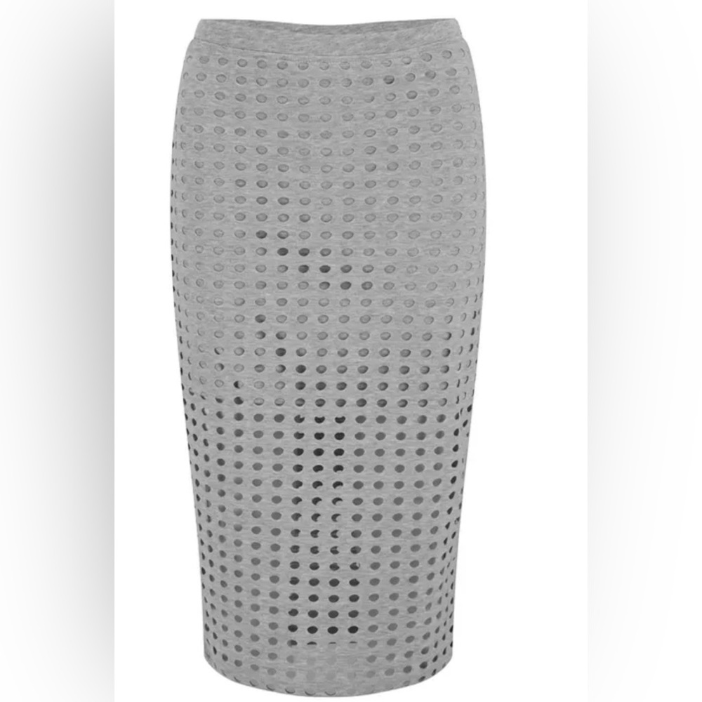 T by Alexander Wang Circular Hole Jacquard Jersey Skirt - Heather Grey (Small)